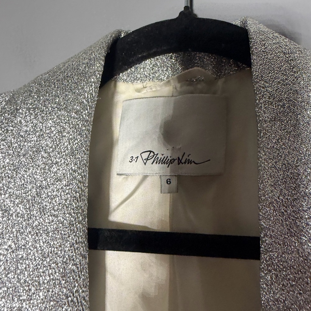 3.1 PHILLIP LIM Single-Breasted Metallic Blazer Size 6 - Picture 4 of 5